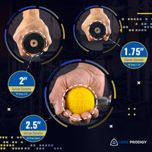 Fat grip size comparison between 2 inch, 1.75 inch and 2.5 inch ball by Core Prodigy